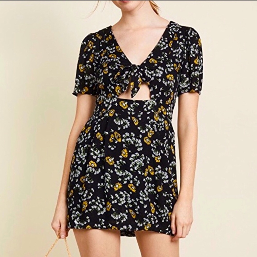 Free People Sunflower Front-Tie Mini Dress